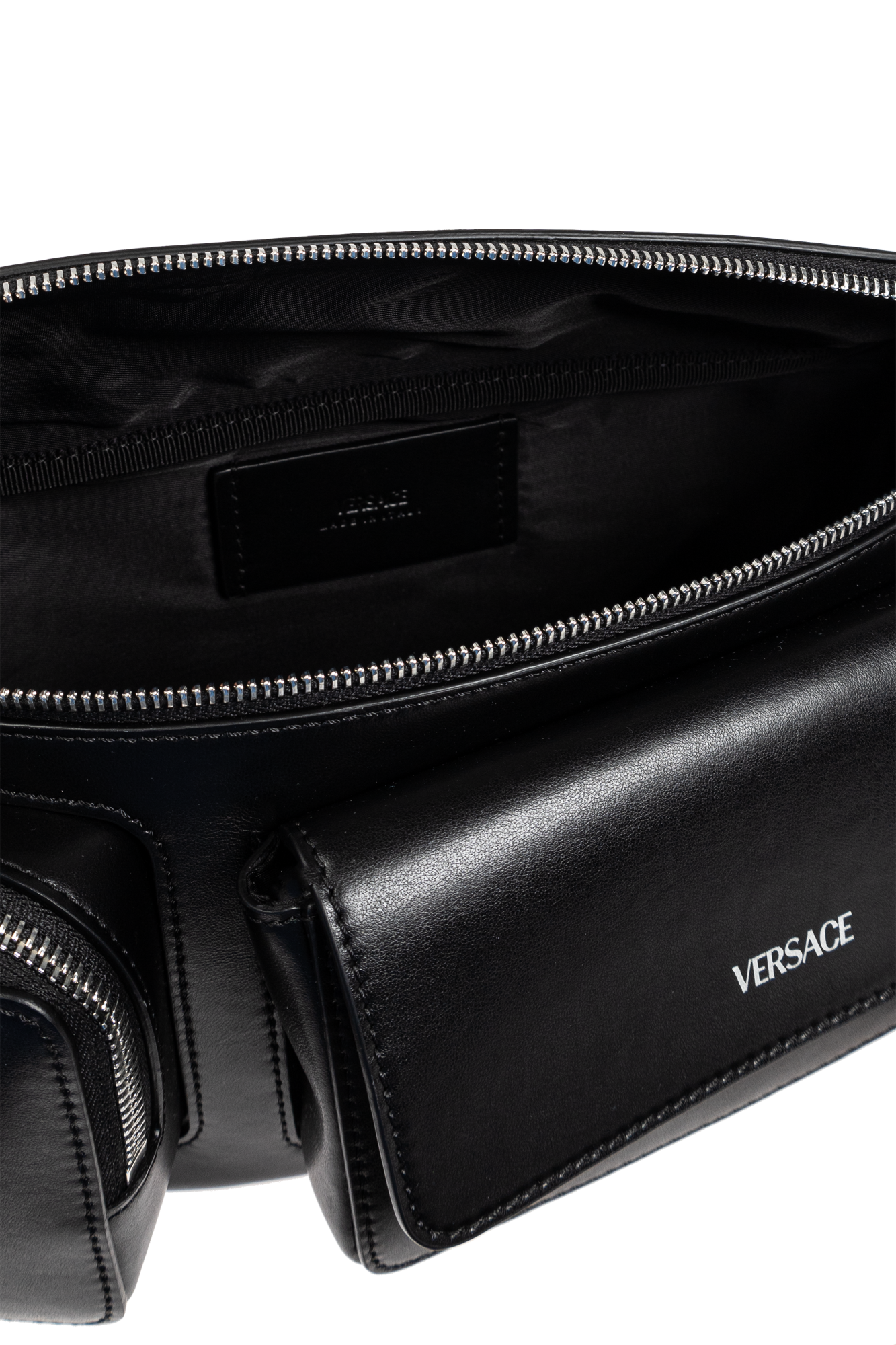 Versace★ロゴプレート ジップ ベルトバッグ Versace Men Belt Bag Black Waist Travel Fanny Pack Bag New